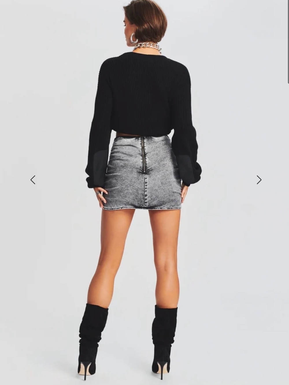 Retrofete Elijah Ruched Mini Skirt Acid Gray Women's Size S - Picture 2 of 10